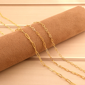 Collier de chaîne de trombone plaqué or en laiton pour un usage quotidien collier de chaîne réglable à bas prix en gros mince léger - Product Image 3