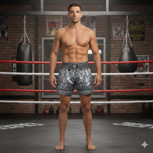 Pantalones Cortos de Muay Thai Estilo Gladiador Retro, Cintura Elástica Ancha, Colores Personalizados para Boxeo Tradicional, Blanco, Negro, Rojo, 100% Poliéster - Product Image 2