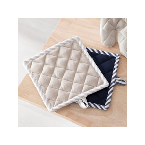 Paquete de valor 100% algodón azul imprime respetuoso con el medio ambiente acolchado a prueba de calor almohadilla de agarre de cocina OEM ODM logotipo personalizado hecho en India soporte para ollas - Product Image 5