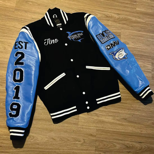 MOQ 20 Pieces 100% High Quality Varsity Baseball Jacket Unisex Custom Polyester/Cotton Sleeve <b>Stand</b> Winter OEM/ODM Service Front - Product Image 1
