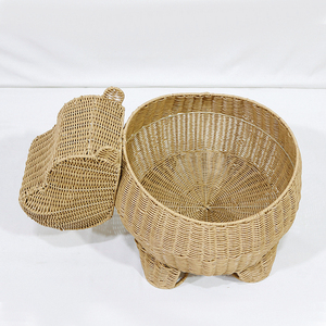 Artex Dong Thap cesta de almacenamiento en forma de hipopótamo hecha a mano, papelera de juguete de mimbre de animales para decoración de habitación de niños o guardería - Product Image 6