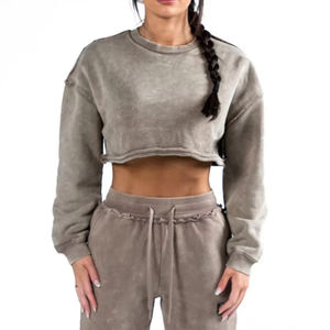 Survêtement élégant en coton solide pour femmes, grande taille, décontracté, conception d'épaule tombante, technique de sublimation, polaire respirante - Product Image 3