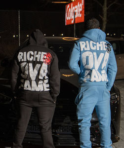 Personalizado de alta calidad de algodón chándal hombres Sudadera con capucha y Jogger conjunto de gran tamaño pulóver sudaderas con capucha pantalones de chándal lavado 2 piezas conjunto para los hombres - Product Image 3