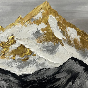 Golden Peak Mountain <b>Abstract</b> Landscape Still Life Painting Minimalist <b>Canvas</b> Art Home & Hotel Wall Decor - Product Image 2