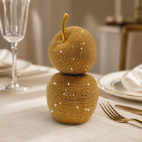 Dot Bead Gouden Dubbele Appels Hars Beeldje Luxe Tafelblad Mantel Kerst Winter Vakantie Nieuwjaar Home Decor Ornament