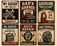 Pancarte Métallique Vintage pour Garage, Décoration Murale Rétro pour Atelier de Réparation Automobile, Essence et Huile, Affiche Métallique « Mon Garage, Mes Règles », Vente en Gros