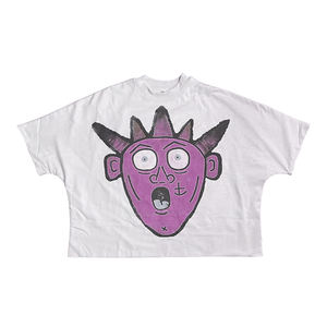 Camiseta Corta Blanca con Estampado Gráfico 100% Algodón para Hombre, Estilo Oversize, Hombros Caídos, Lavado Ácido, Servicio OEM - Product Image 6