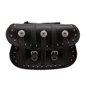 Ensemble de sacoches de moto droites en cuir synthétique Sacs de selle en gros de haute qualité, noir - Product Image 1