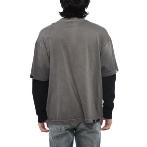 Lavage à l'acide Double couche t-shirts hommes t-shirt décontracté haut été détresse broderie t-shirt - Product Image 6