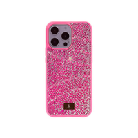 Étui de téléphone portable de luxe en TPU+PC antichoc avec diamants et paillettes en relief sans support pour 16 Pro Max