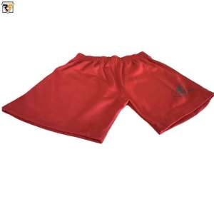Short en polyester court pour hommes femmes logo réfléchissant personnalisé imprimé tissu tricoté en mélange de polyester de coton de couleur rouge - Product Image 6