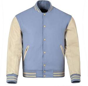 Veste universitaire en cuir pour homme, veste bomber classique de baseball, corps en laine, style streetwear - Product Image 1