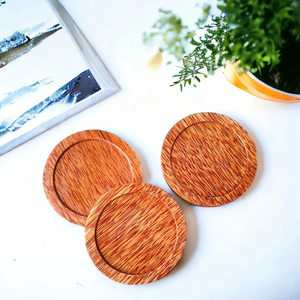 Ensemble de sous-verres en bois de noix de coco poli Accessoire de boisson durable | Exportation en vrac Vietnam Tapis en bois naturel pour boissons chaudes et froides - Product Image 5