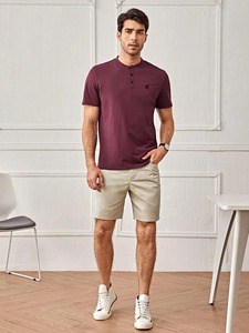 T-shirts en denim de conception personnalisée en gros pour hommes, vêtements décontractés respirants de haute qualité, couleurs unies - Product Image 4