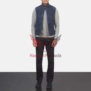 Gilet en cuir pour hommes de qualité supérieure en gros-Dernier matériau de conception-Impression de logo personnalisé-Cuir pour hommes de qualité supérieure - Product Image 1