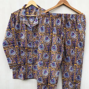 <b>Summer</b> Wear <b>Women's</b> <b>Pajamas</b> Set Beautiful Daily Wear Comfortable Full Sleeve Sleepwear Dress - Product Image 1