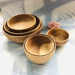 Cuenco de madera de acacia hecho a mano de gran venta, juego grande de diseño moderno de 4,5 pulgadas para perros y fiestas, frutero tallado a mano sostenible - Product Image 4