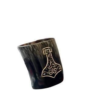 Gobelet à jus en corne de buffle naturelle courte, fabriqué à la main, avec une prise en main confortable pour la cuisine et la salle à manger, à prix abordable - Product Image 4