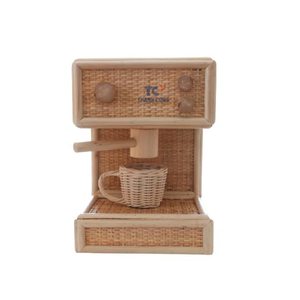 High Quality Rattan Barista <b>Coffee</b> <b>Machine</b> Educational <b>Toy</b> for Kids Vietnam Supplier-wholesale Little <b>Coffee</b> Maker Furniture - Product Image 1
