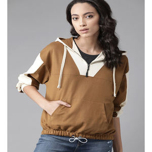 Meilleure vente personnalisé femmes Essentials sweat à capuche haute qualité demi fermeture éclair décontracté solide chaud hiver automne à capuche col avant Logo - Product Image 1