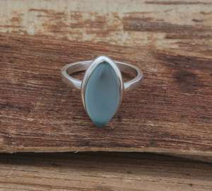 แหวนมาร์กีเซเซเซเซิลสีฟ้าธรรมชาติชุบเงินสเตอร์ลิง925ขนาด8x10มม. เครื่องประดับแฟชั่นทำมือสำหรับผู้หญิง - Product Image 1