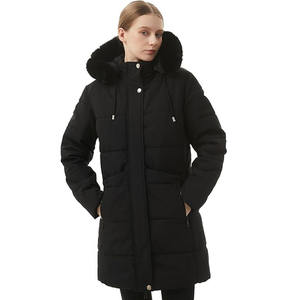 Chaqueta Acolchada Holgada de Invierno para Mujer, Cuello Alto, con Capucha, Secado Rápido, Transpirable, Tejido Liso Teñido - Product Image 4