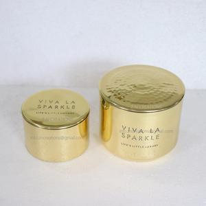 Pot à bougie en laiton doré de 6oz avec logo personnalisé Pots en laiton pur au fini brillant pour la fabrication de bougies Conteneur avec bougies à parfum - Product Image 2