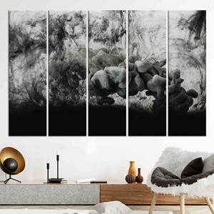 Décoration murale moderne en verre trempé - Œuvre d'art sur toile imprimée à plat, lot de 5 toiles - Product Image 1