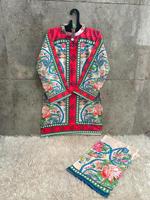 Conjunto de Shalwar Kameez de Algodón Estampado, Tela Importada, Elegante Ropa Étnica Pakistaní e India, Tallas XL 42 XXL 44, Venta al Por Mayor