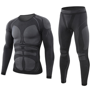 Wholesale Printed Logo Custom <b>Mens</b> Active Wear Compression Wear Underwear <b>Base</b> <b>Layer</b> Long Pants Set - Product Image 1