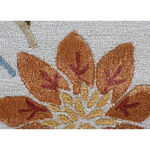 Tapis Hacienda en laine et viscose tufté à la main, couleur ivoire, 10 mm d'épaisseur, à poils longs, rectangulaire, à rayures florales, pour la maison, le couloir - Modèle Taq-104(Md) - Product Image 3