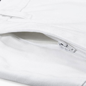 Shorts Bermuda Oxford Blancs Unis pour Hommes, Boutons, Taille Moyenne, Décontractés, en Coton Respirant Tissé - Product Image 3