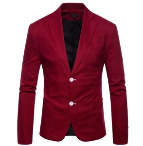 Robe décontractée de couleur unie rouge Professional100 % Polyester doublure couette manteau simple boutonnage logo Blazer taille Slim Fit hommes Blazers - Product Image 4