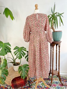 Pur coton solide motif longue robe indienne bloc imprimé écologique et lavable coloré terreux élégant vêtements de jour pour l'été - Product Image 2