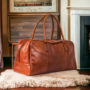 Unisex Custom Wholesale Zip Duffel <b>Bag</b> with <b>Large</b> Capacity High Quality Genuine Leather Sport Style Luggage for Outdoor Travel - Product Image 1