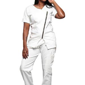 Trajes profesionales de mezcla de algodón de rayón recién llegados uniformes de hospital OEM tela de Spandex de sarga elegante - Product Image 2