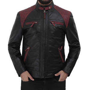 Veste en cuir d'agneau suédé pur à col montant personnalisée pour homme, style moto pour l'hiver - Product Image 5