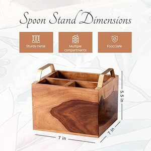 Porte-cuillère en bois rustique fait main cuisine organisateur mural bois naturel écologique passe au lave-vaisselle Logo personnalisé - Product Image 2