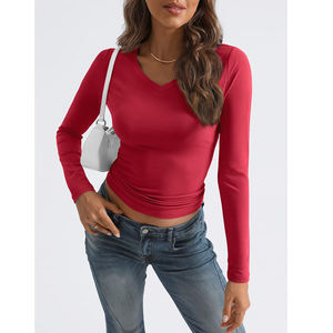 Logo personnalisé ajusté imprimé 300Gsm coton de haute qualité surdimensionné coupe ample T-shirts à manches longues pour les femmes fête porter pour les dames - Product Image 4