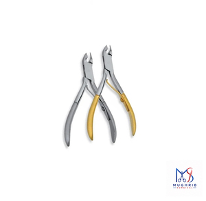 Pince à cuticules manuelle classique avec poignée dorée ou argentée, 12 cm, en acier inoxydable, à mâchoires larges, pointe affûtée, avec ressort de verrouillage pour ongles - Product Image 1