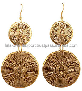 ต่างหูทองเหลืองสำหรับผู้หญิงหรูหราดีไซน์เรขาคณิตขนาดพิเศษและลดราคาใหม่ต่างหูทองเหลืองงานแฮนด์เมดสินค้าที่ดีที่สุดโดย fwe - Product Image 3