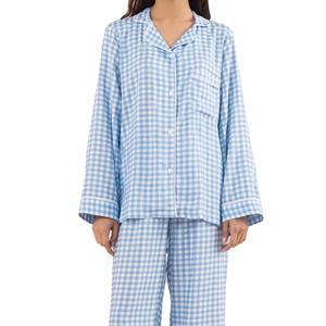 ชุดนอนแขนสั้นคอปกเนื้อนิ่มสำหรับผู้หญิงชุดคลุมแบบติดกระดุมสำหรับผู้หญิงโลโก้ด้านหน้าตามสั่งฤดูร้อน - Product Image 3