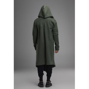 Vente en gros de sweats à capuche pour hommes, longs et allongés, 100% coton, avec fentes latérales et fermeture éclair, logo personnalisé OEM - Product Image 2