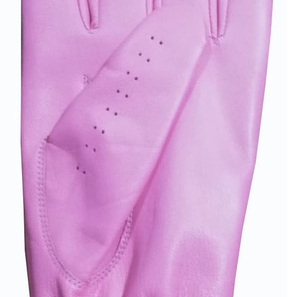 Gant de golf souple en cuir Cabretta main gauche droite avec rayures de couleur rose sur l'impression du poignet Logo personnalisé avec matériau en peau de mouton - Product Image 5