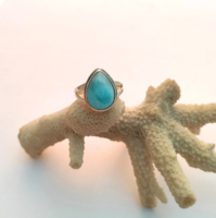 Hochwertiger Indischer Handgefertigter 925 Sterling Silber Verlobungsring mit Blauem Topas und Larimar Edelsteinen für Hochzeit und Feiern