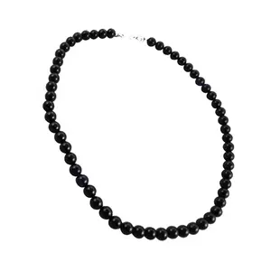 Collar de Cuentas de Ónix Negro para Mujer con Cierre de Plata de Ley, Collar de Cuentas de Moda - Product Image 2