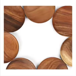 Assiette en bois antique et ensemble de dîner Design rond pour la maison et les fêtes Utilisez une assiette en bois massif d'acacia à bas par glowin fashion - Product Image 3