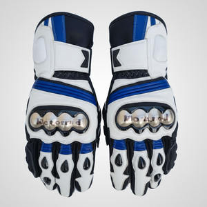 Gants de moto de course rouge et noir |   Gants de course longs en cuir avec logo personnalisé. - Product Image 4