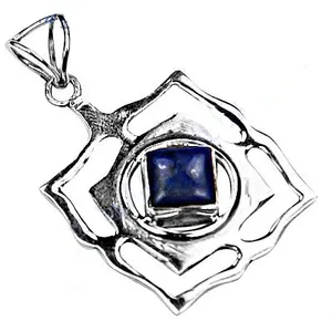 Pendentif en argent 925 avec lapis-lazuli, plaqué rhodium, or blanc, collier de pierres précieuses religieuses pour femmes, pendentifs à motif numérique - Product Image 2