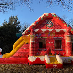 Fête en plein air joyeux noël père noël maison gonflable château sautant avec toboggan château gonflable combo amusant pour la fête - Product Image 5